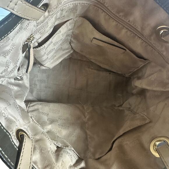 Michael Kors Brown Patent Leather Tote Bag Gold Hardware Shoulder Handbag - Picture 12 of 13